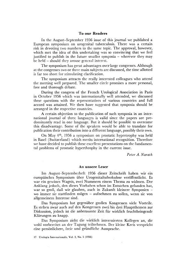 First page of To our Readers – An unsere Leser – A nos lecteurs