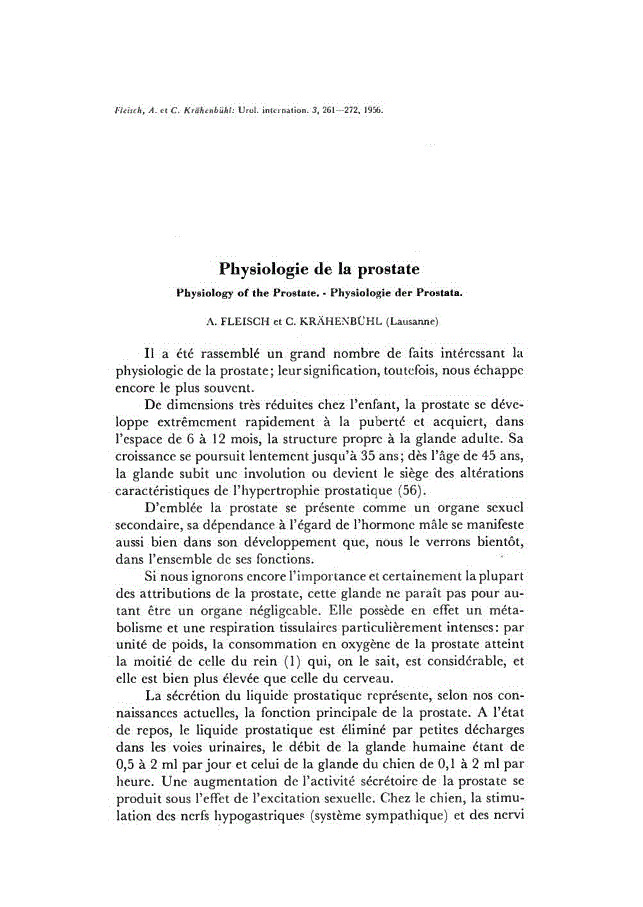 First page of Physiologie de la prostate