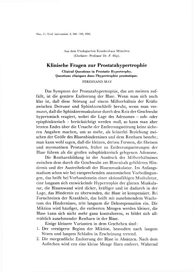 First page of Klinische Fragen zur Prostatahypertrophie