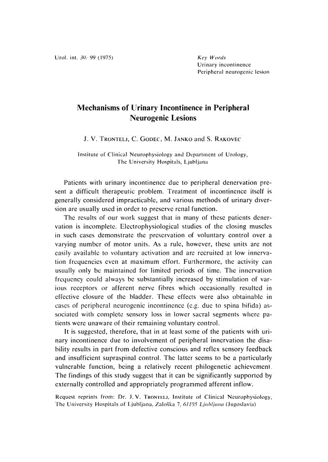 First page of Mechanisms of Urinary Incontinence in Peripheral Neurogenic Lesions