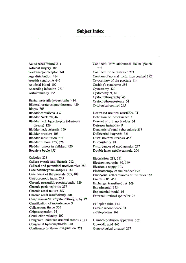 First page of Subject Index