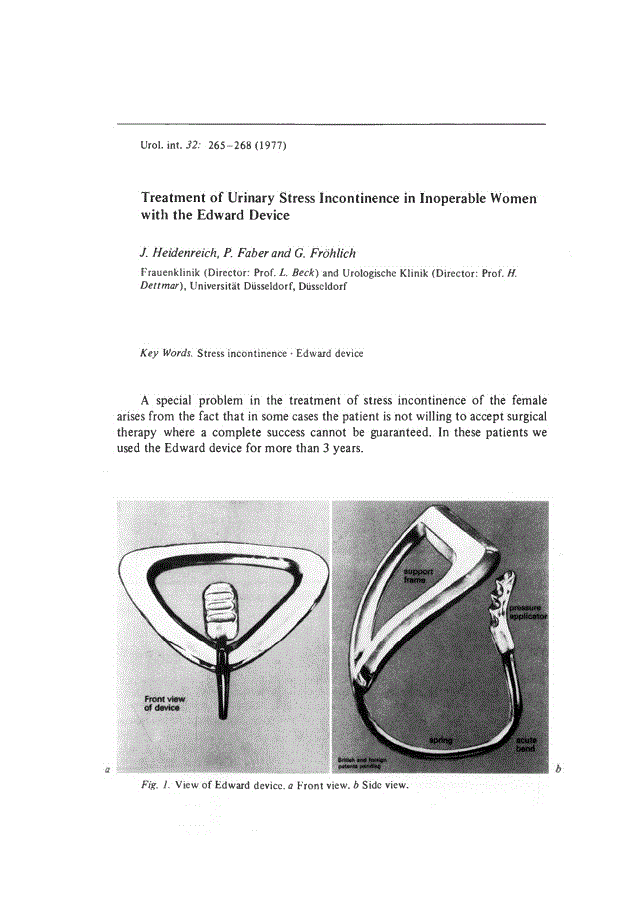 First page of Treatment of Urinary Stress Incontinence in Inoperable Women with the Edward Device