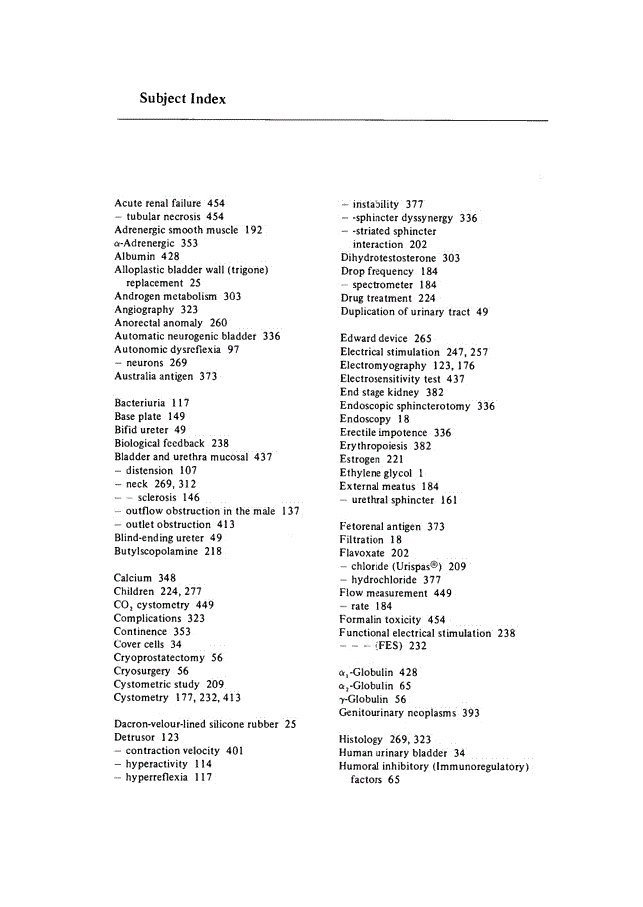 First page of Subject Index