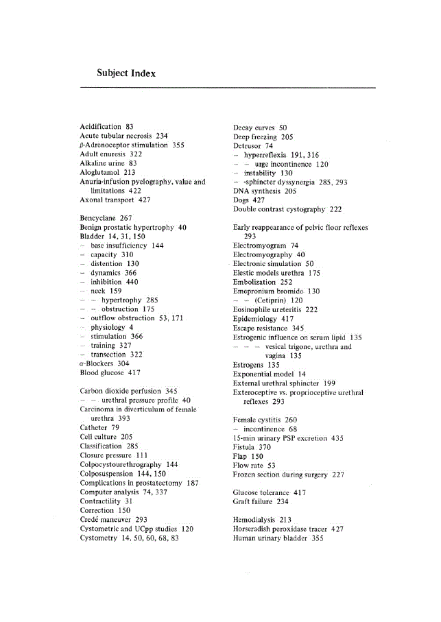 First page of Subject Index