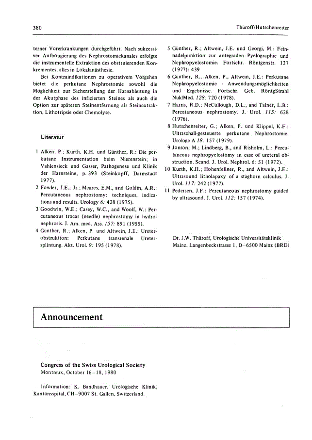 First page of Announcement