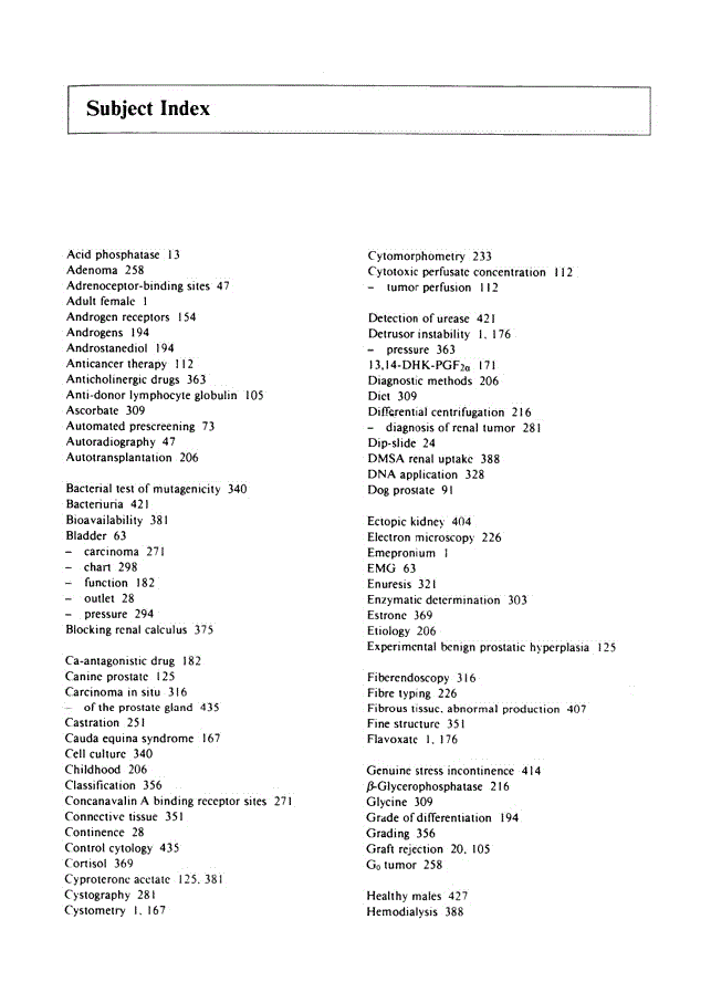 First page of Subject Index