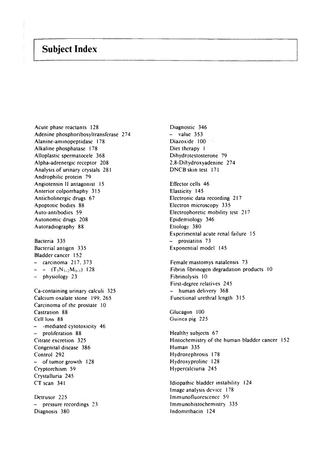 First page of Subject Index