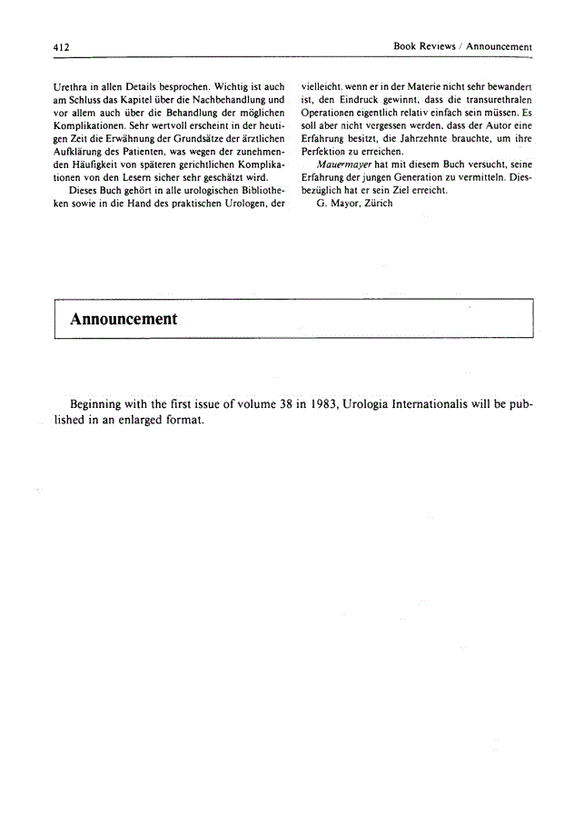 First page of Announcement