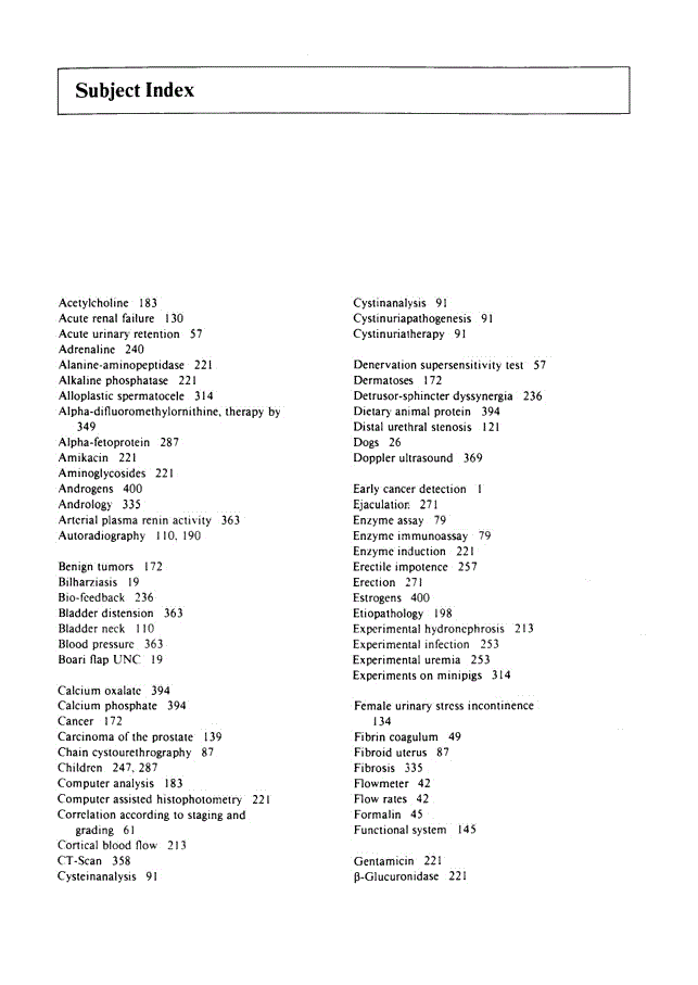 First page of Subject Index