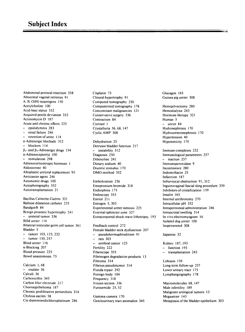 First page of Subject Index