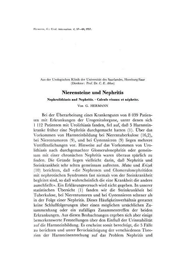 First page of Nierensteine und Nephritis