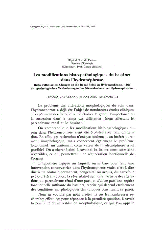 First page of Les modifications histo-pathologiques du bassinet dans l’hydronéphrose