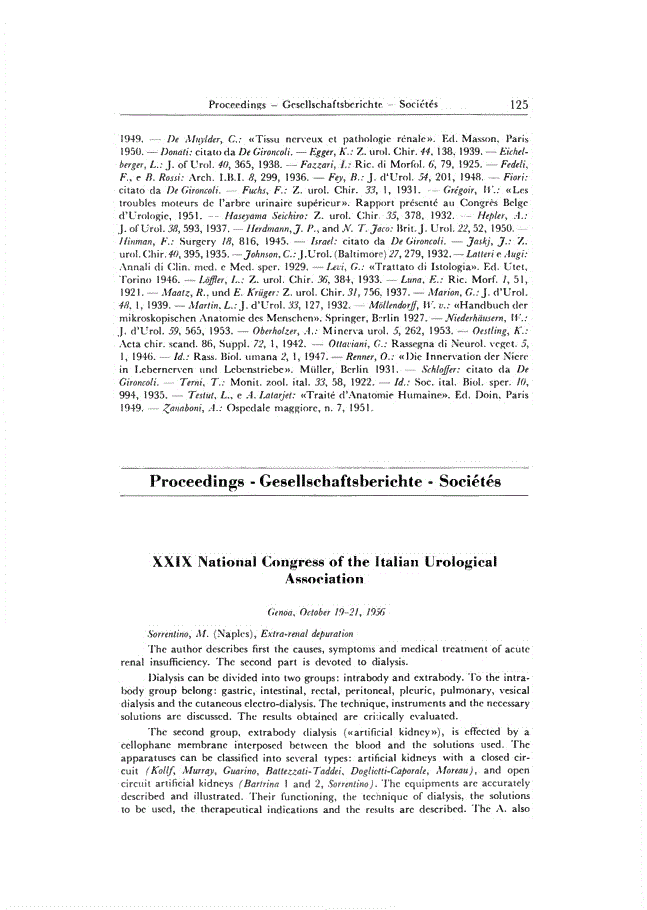 First page of XXIX National Congress of the Italian Urological Association<subtitle>Genoa, October 19–21, 1956</subtitle>