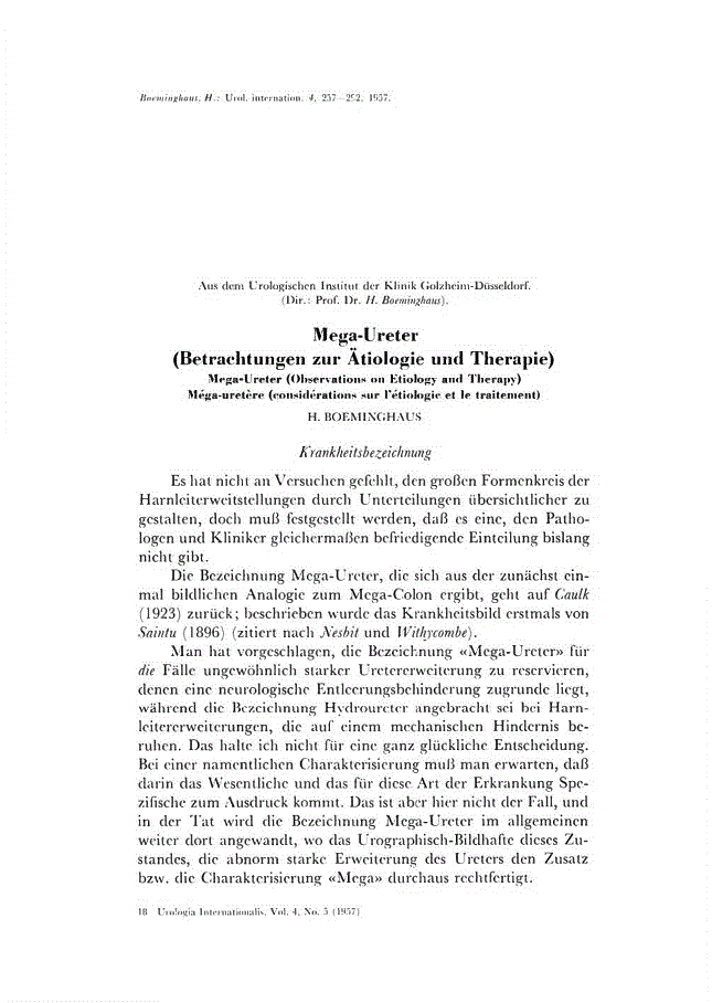 First page of Mega-Ureter (Betrachtungen zur Ätiologie und Therapie)
