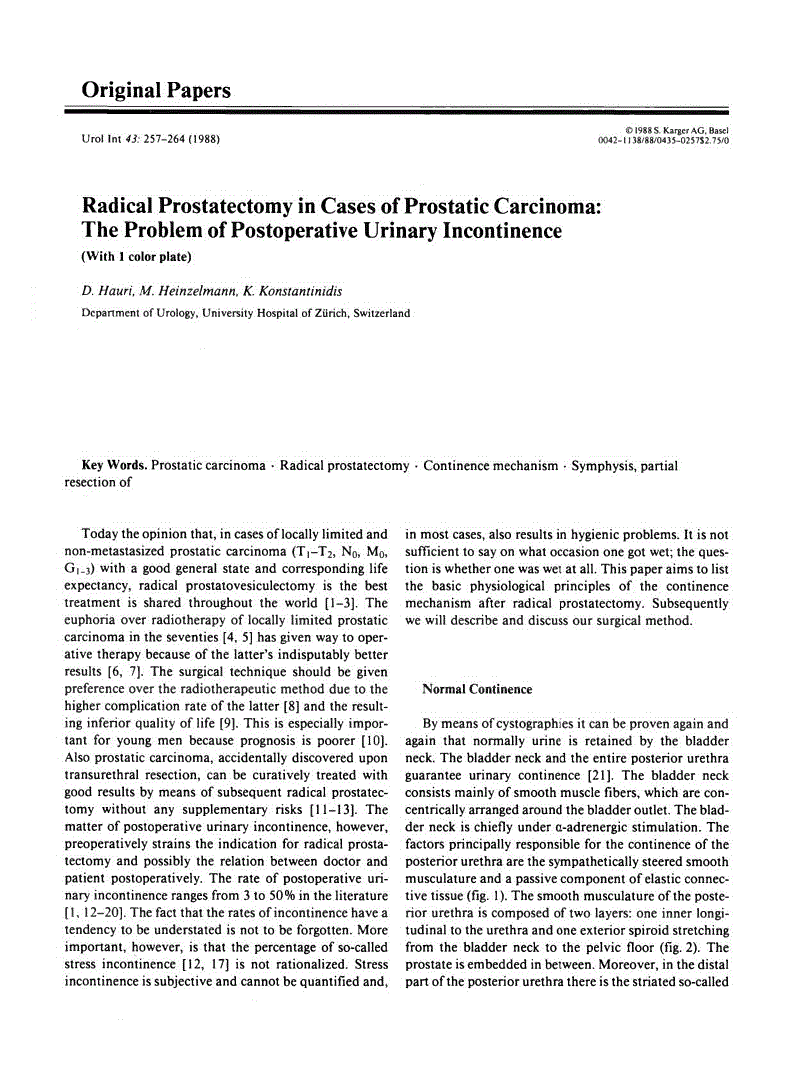 First page of Radical Prostatectomy in Cases of Prostatic Carcinoma: The Problem of Postoperative Urinary Incontinence (With 1 color plate)