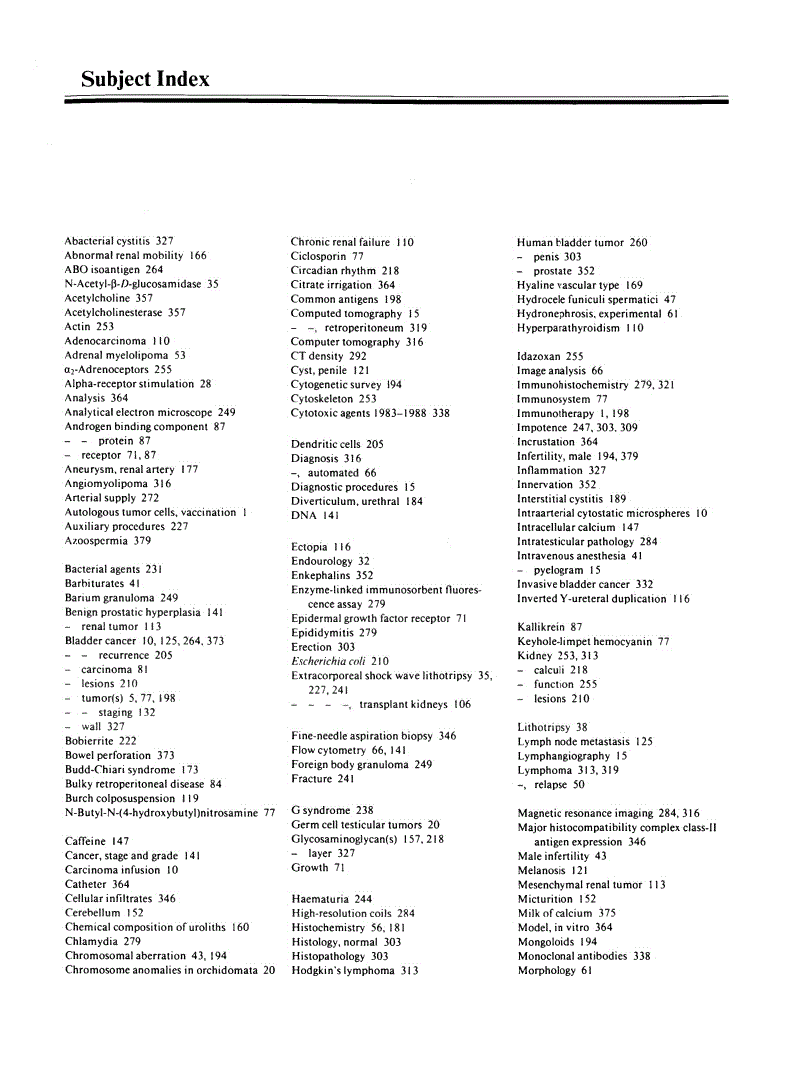 First page of Subject Index