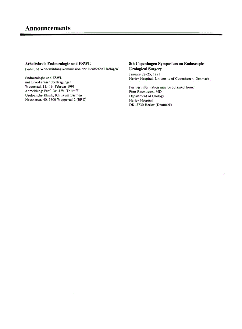 First page of Announcements