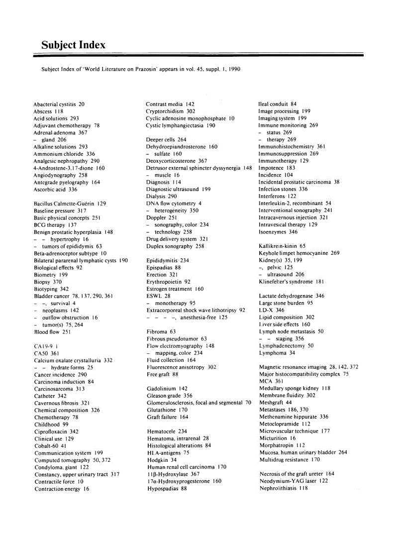 First page of Subject Index