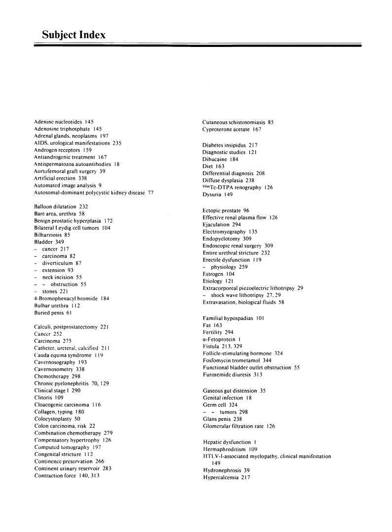 First page of Subject Index