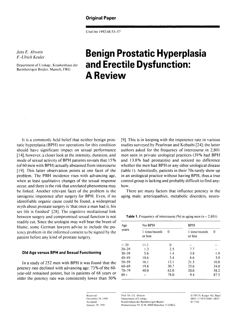 First page of Benign Prostatic Hyperplasia and Erectile Dysfunction: A Review