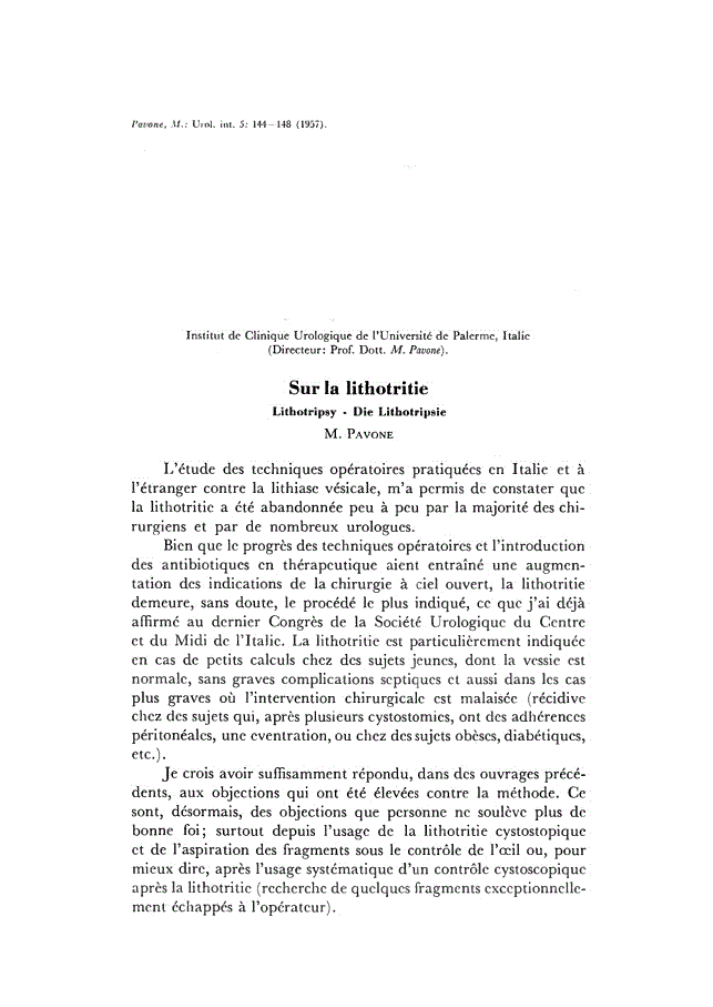 First page of Sur la lithotritie