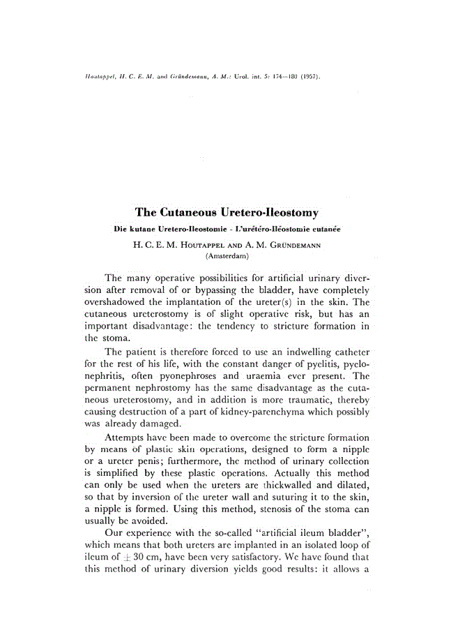 First page of The Cutaneous Uretero-Ileostomy