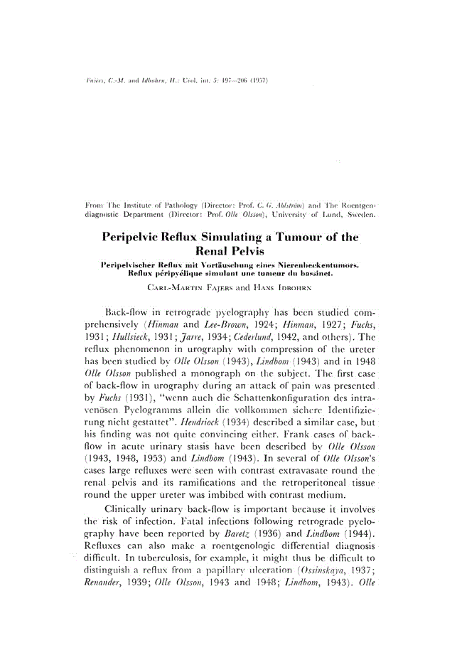 First page of Peripelvic Reflux Simulating a Tumour of the Renal Pelvis