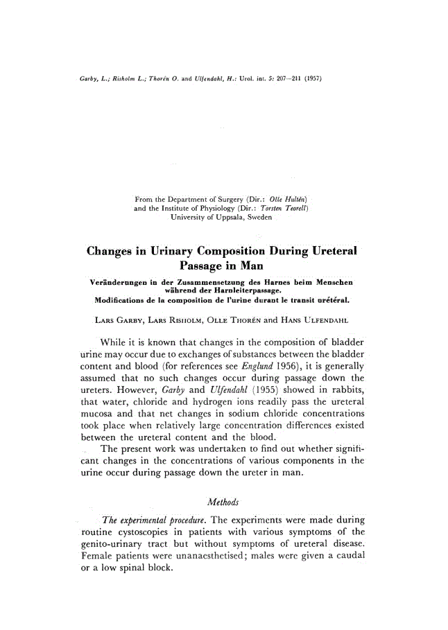 First page of Changes in Urinary Composition During Ureteral Passage in Man