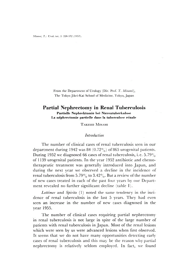 First page of Partial Nephrectomy in Renal Tuberculosis