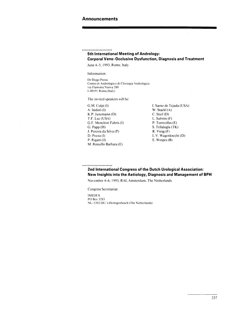 First page of Announcements