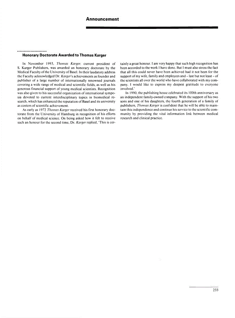 First page of Announcement