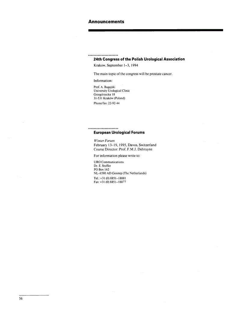 First page of Announcements