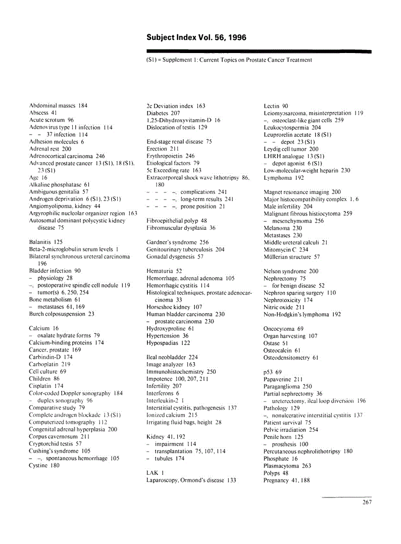 First page of Subject Index Vol. 56, 1996