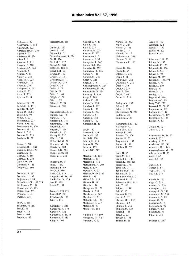 First page of Author Index Vol. 57, 1996