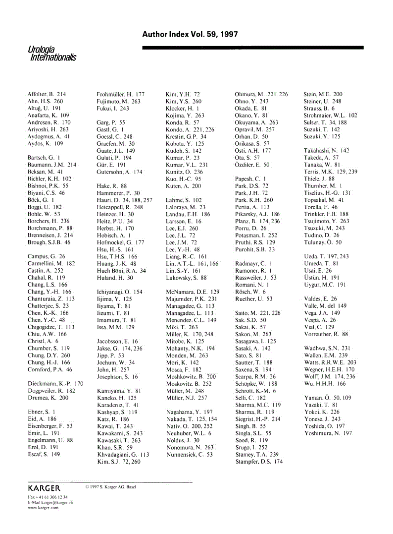First page of Author Index Vol. 59, 1997