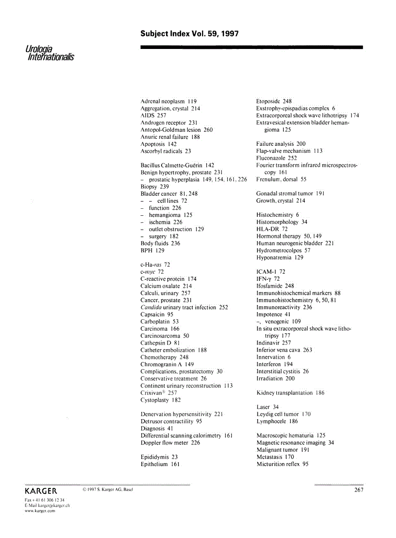 First page of Subject Index Vol. 59, 1997