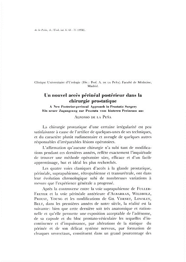 First page of Un nouvel accès périnéal postérieur dans la chirurgie prostatique