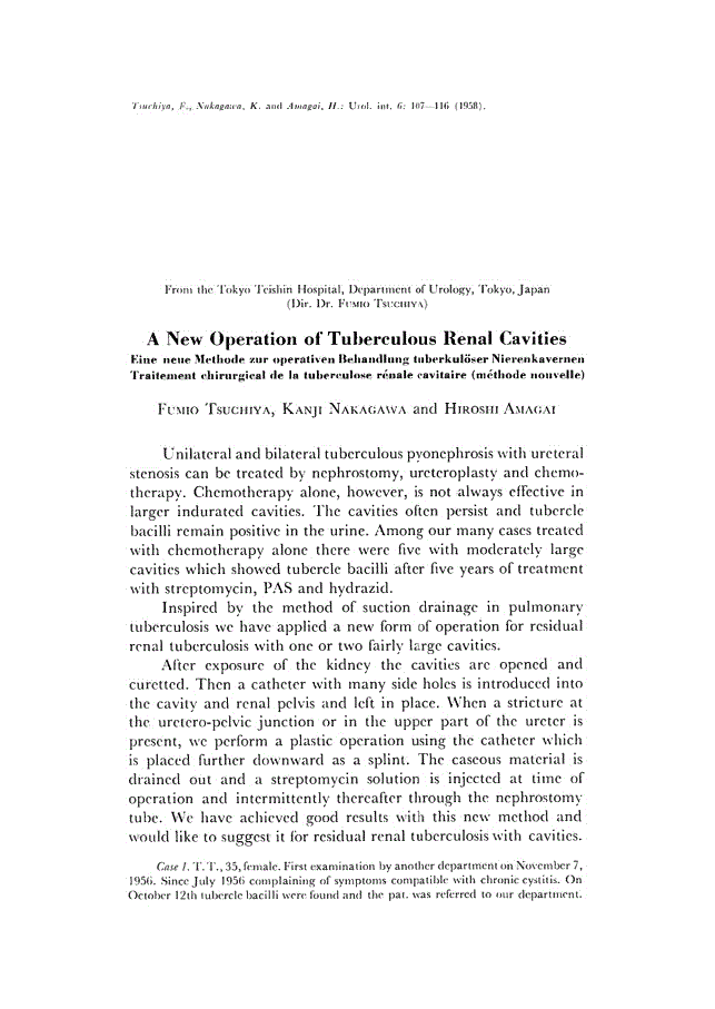 First page of A New Operation of Tuberculous Renal Cavities
