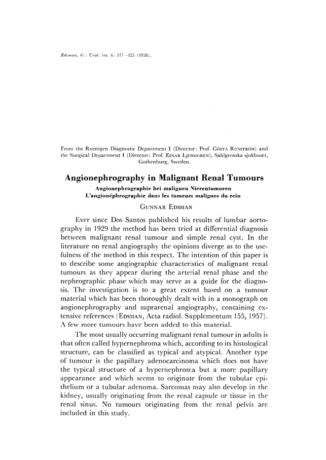 First page of Angionephrography in Malignant Renal Tumours