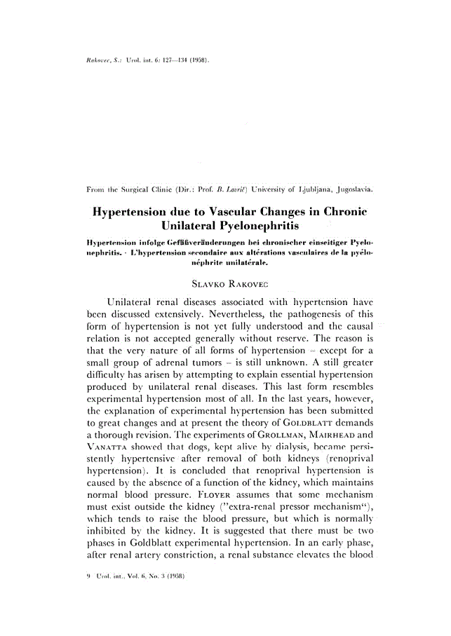 First page of Hypertension due to Vascular Changes in Chronic Unilateral Pyelonephritis