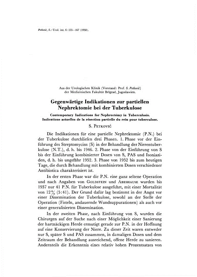 First page of Gegenwärtige Indikationen zur partiellen Nephrektomie bei der Tuberkulose