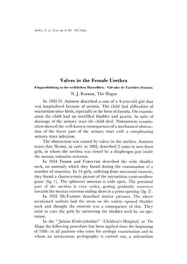 First page of Valves in the Female Urethra