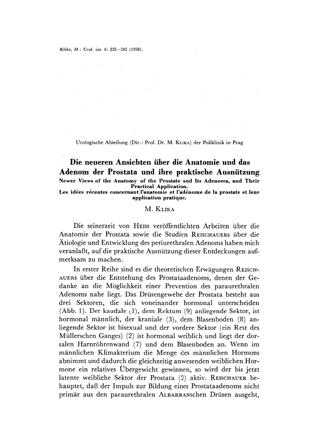 First page of Die neueren Ansichten über die Anatomie und das Adenom der Prostata und ihre praktische Ausnützung