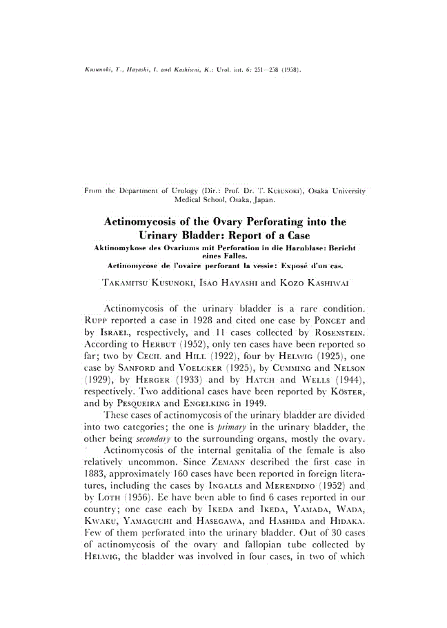 First page of Actinomycosis of the Ovary Perforating into the Urinary Bladder: Report of a Case
