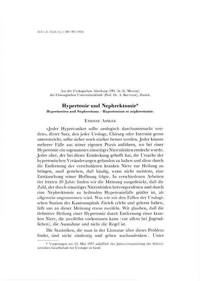 First page of Hypertonie und Nephrektomie