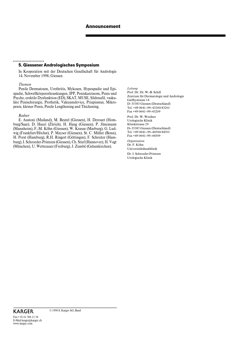 First page of Announcement