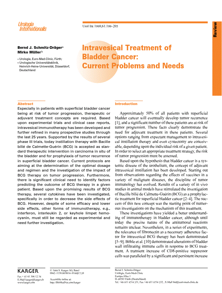 First page of Intravesical Treatment of Bladder Cancer; Current Problems and Needs
