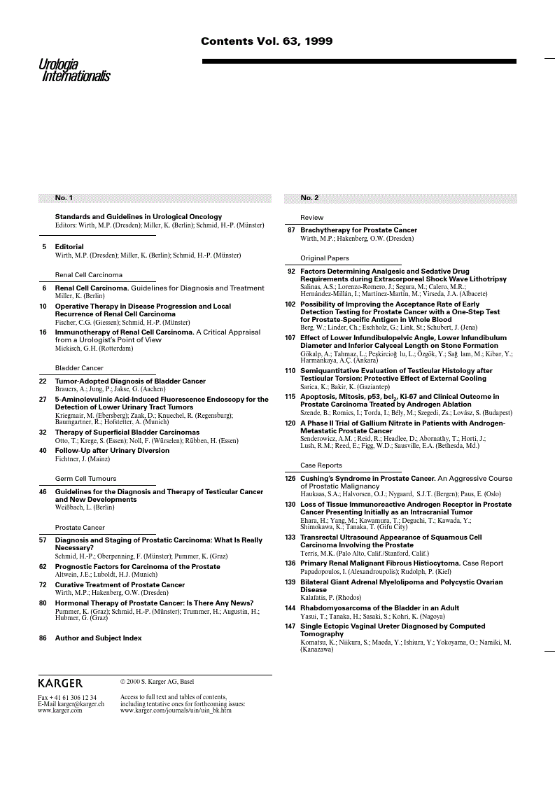 First page of Contents Vol. 63, 1999