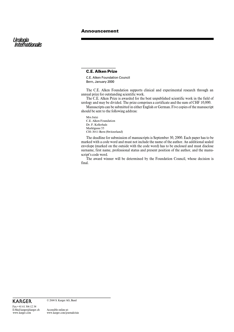 First page of Announcement