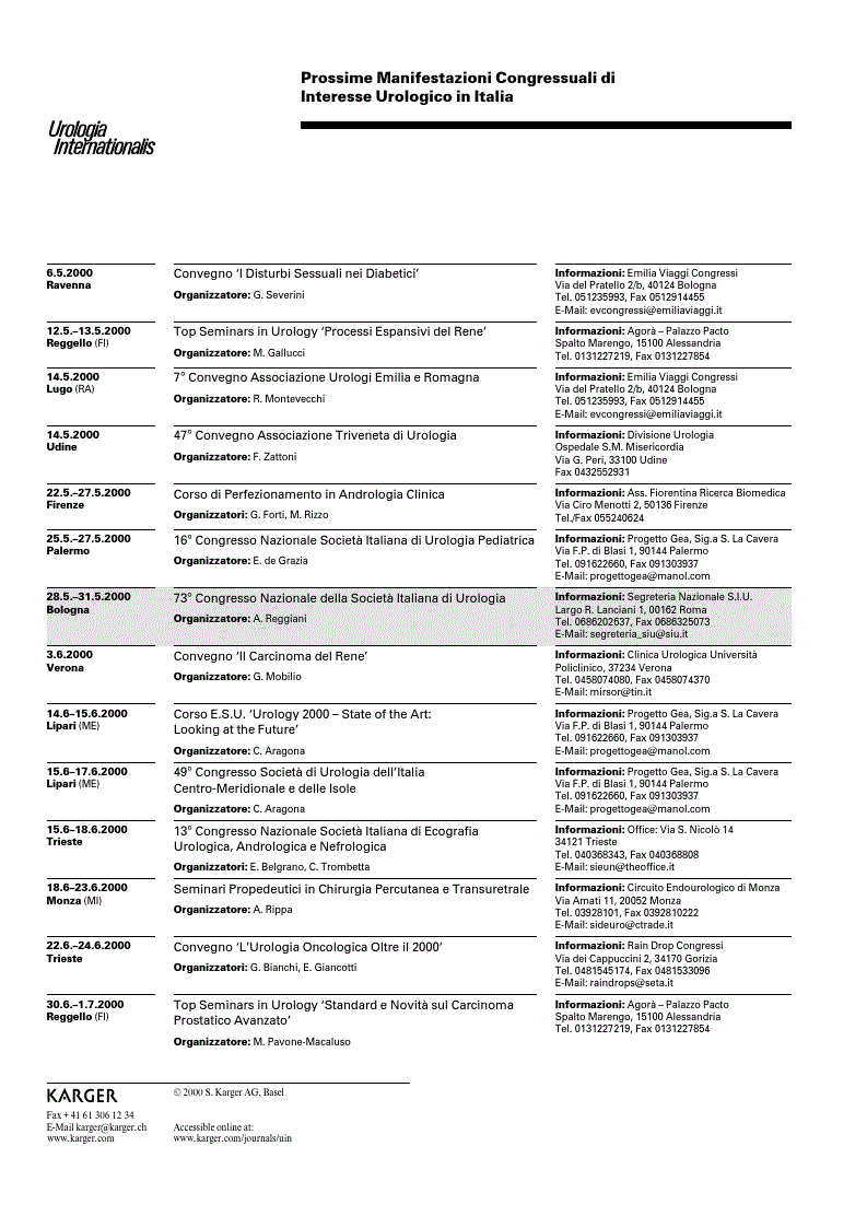 First page of Calendario dei Congressi